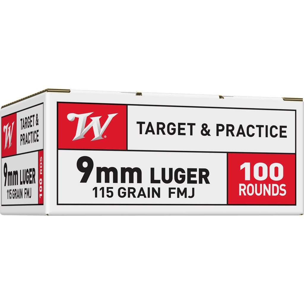 Winchester Target Handgun Ammunition 9mm Luger 115 gr. FMJ 1190 fps 100/ct - Winchester