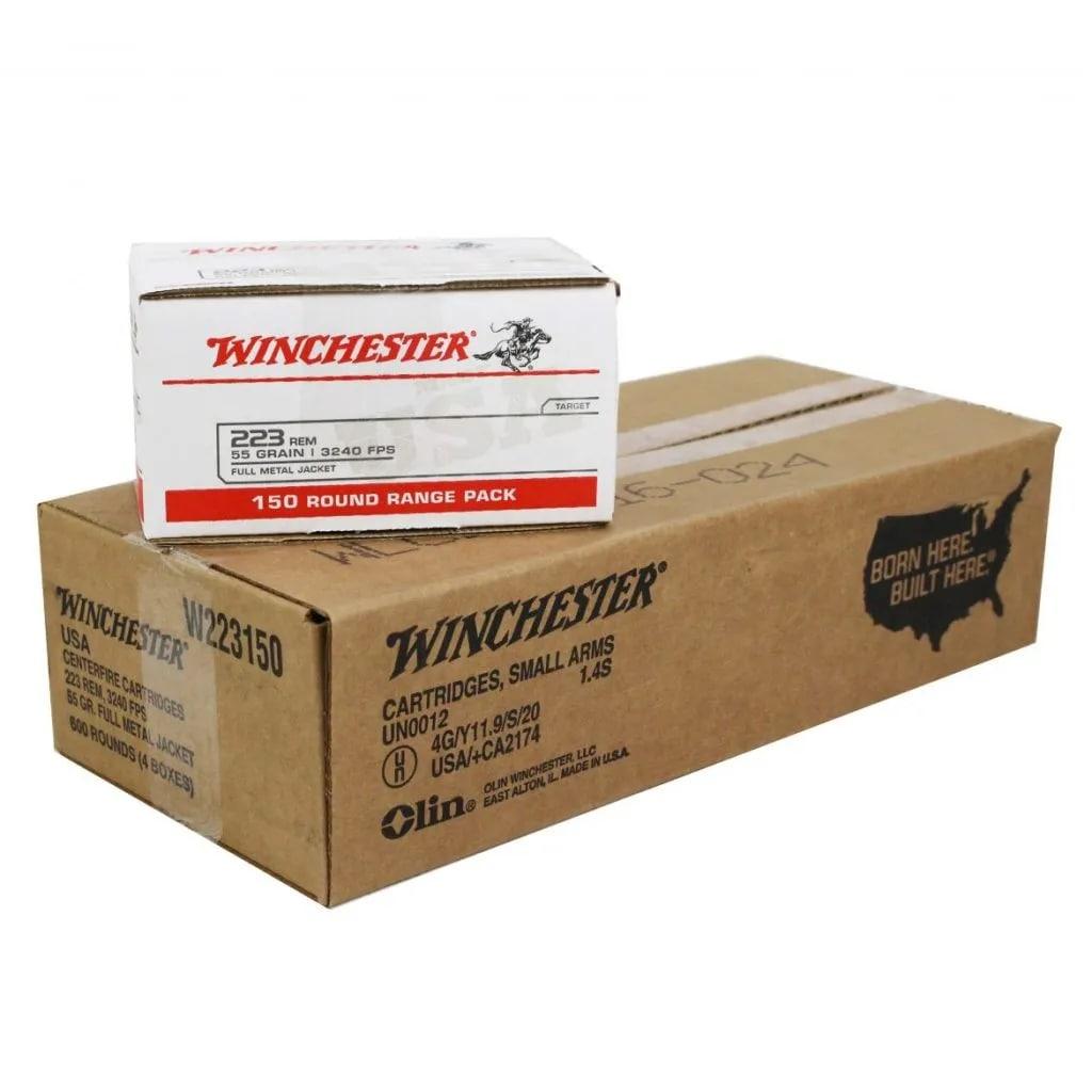 Winchester Lake City Rifle Ammunition .223 Rem 55 gr. FMJ 600/ct Case (4-150 round boxes) - Winchester