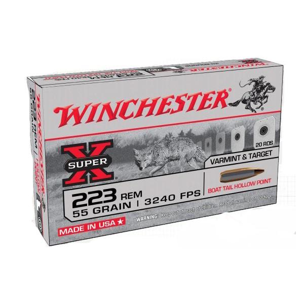 Winchester Super-X Varmint & Target Rifle Ammunition .223 Rem 55 gr. BTHP 3240 fps 500/ct Case (20rd Boxes) - Winchester