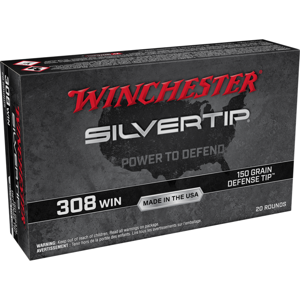 Winchester Silvertip Defender Rifle Ammunition .308 Win 150 gr. Defense Tip 2620 fps 20/ct - Winchester