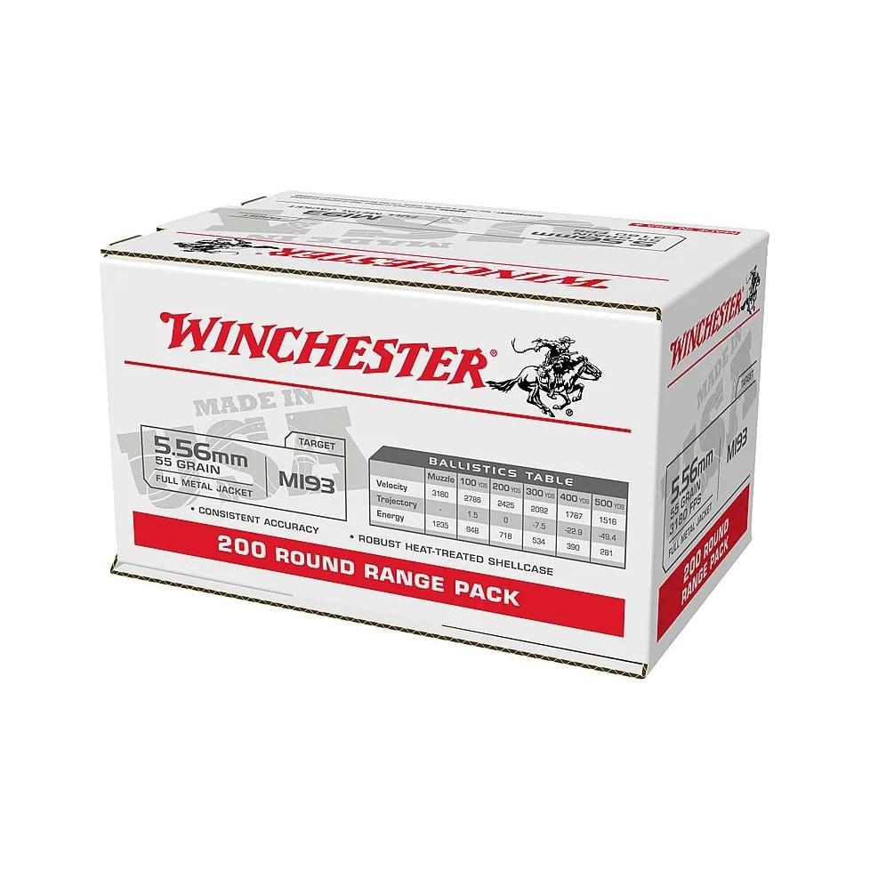 Lake City Rifle Ammunition 5.56mm M193 55 gr. FMJ 3270 fps (4-200rd boxes) 800/ct Case - Winchester