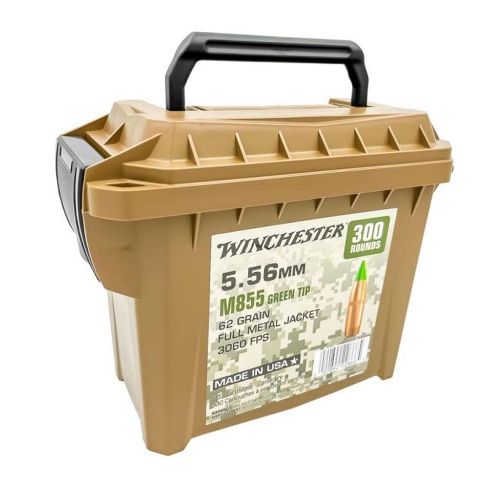 Winchester Lake City M855 Rifle Ammunition 5.56mm 62 gr. FMJ 3060 fps 300/ct (Polymer Ammo Can) - Winchester