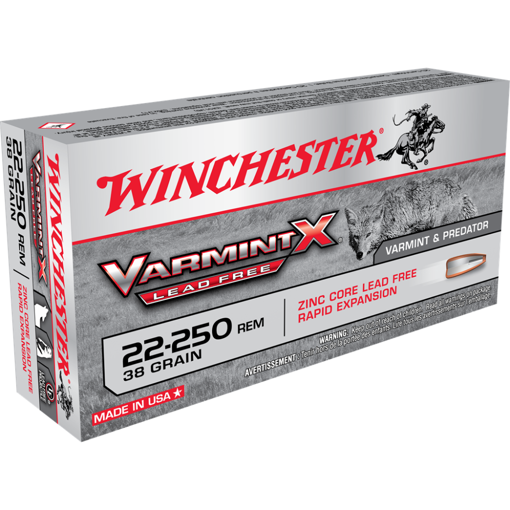 Winchester Lead Free Varmint X Rifle Ammunition .22-250 Rem 38 gr. HP 4090 fps 20/ct - Winchester