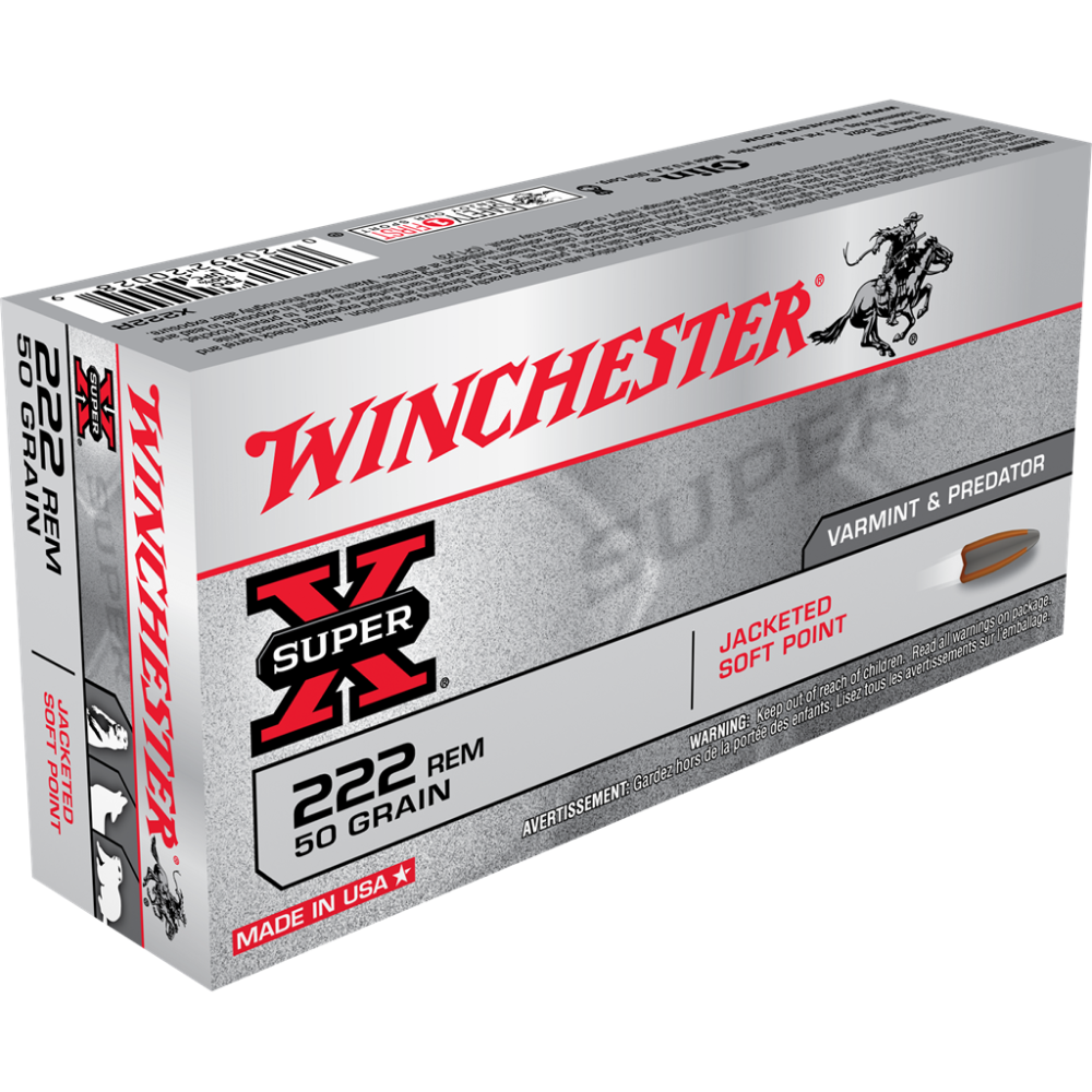 Winchester Super-X Rifle Ammunition .222 Rem 50 gr. PSP 3140 fps 20/ct - Winchester