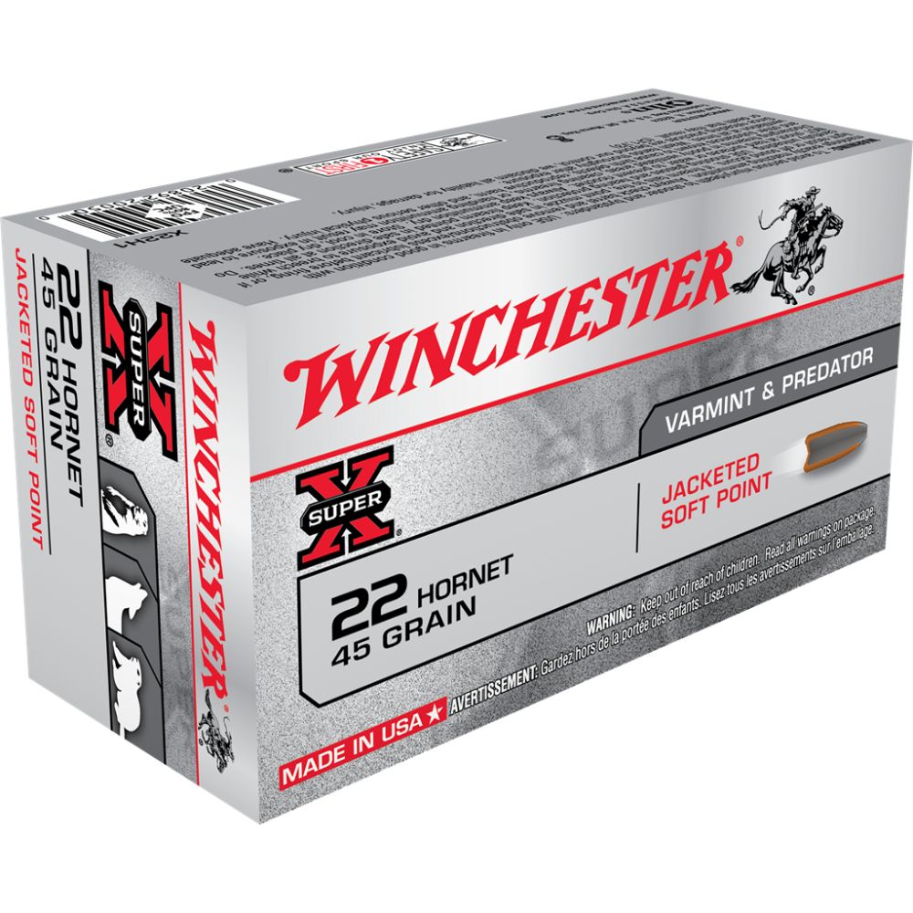 Winchester Super-X Rifle Ammunition .22 Hornet 45 gr. JSP 2690 fps 50/ct - Winchester