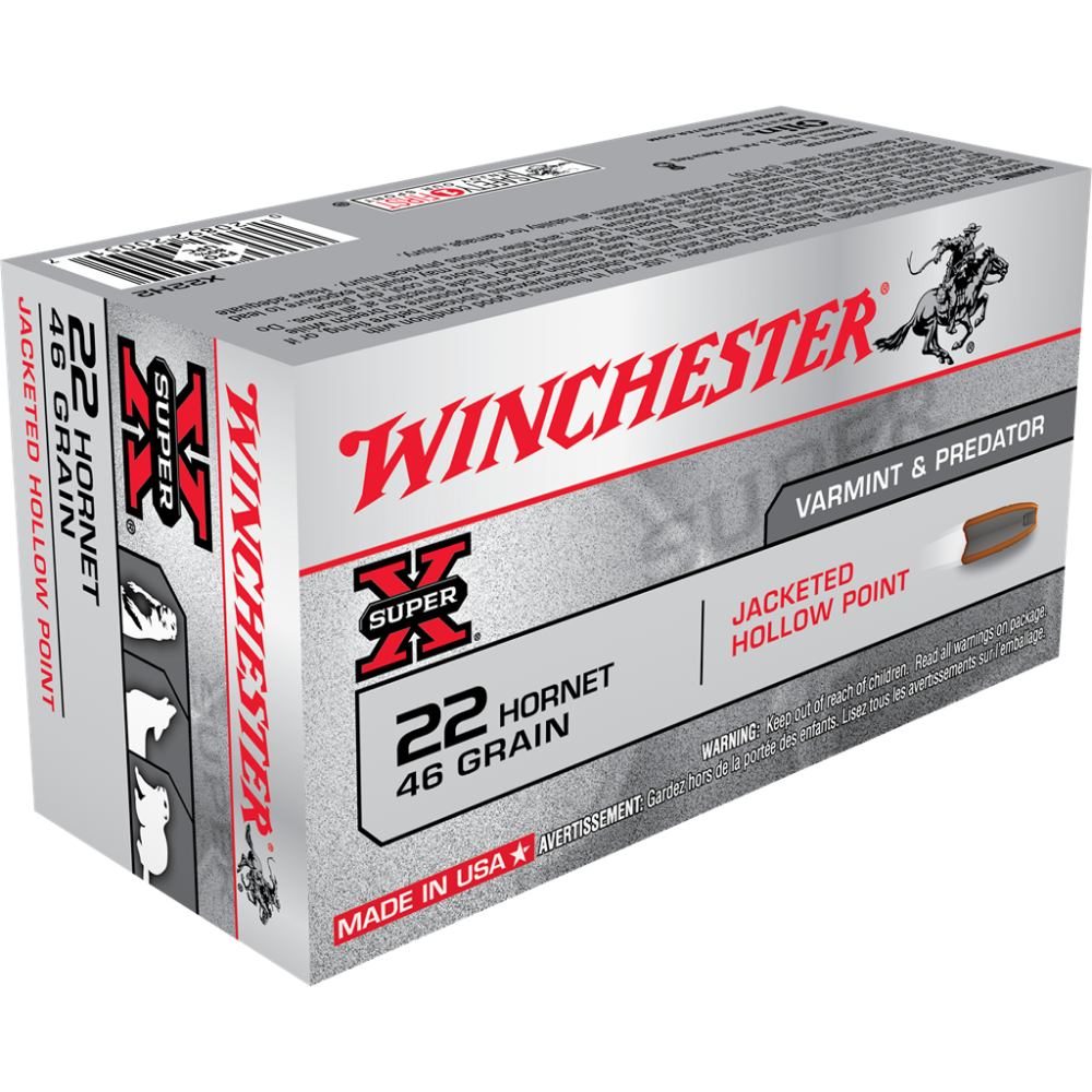 Winchester Super-X Rifle Ammunition .22 Hornet 46 gr. JHP 2690 fps 50/ct - Winchester