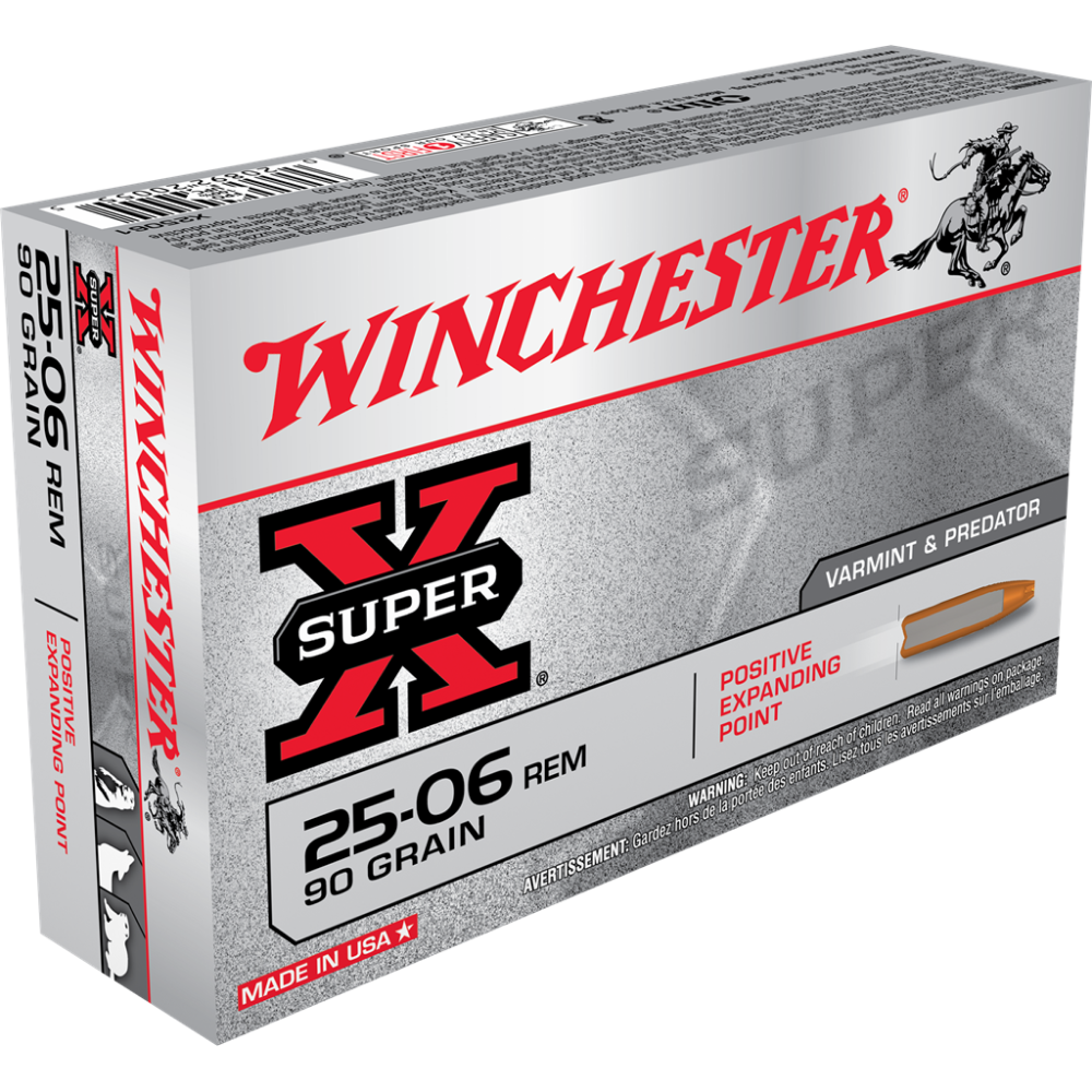 Winchester Super-X Rifle Ammunition .25-06 Rem 90 gr. JHP 3440 fps 20/ct - Winchester