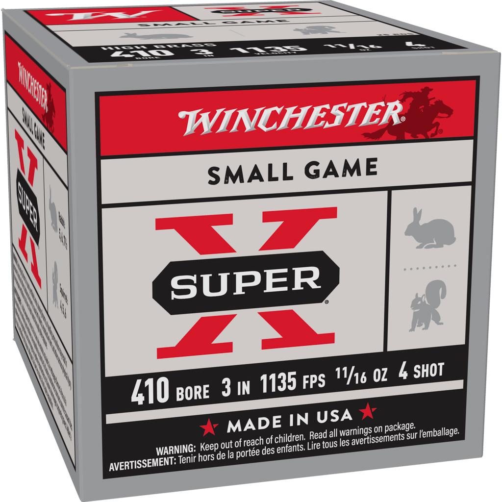 Winchester Super-X High-Brass Shotshells .410 ga 3" MAX 11/16 oz 1135 fps #4 25/ct - Winchester