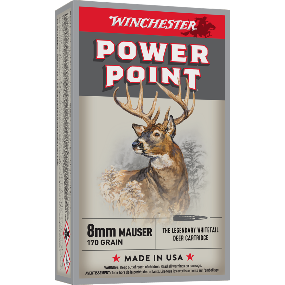 Winchester Super-X Power Point Rifle Ammunition 8mm Mauser 170 gr. PSP 2360 fps 20/ct - Winchester