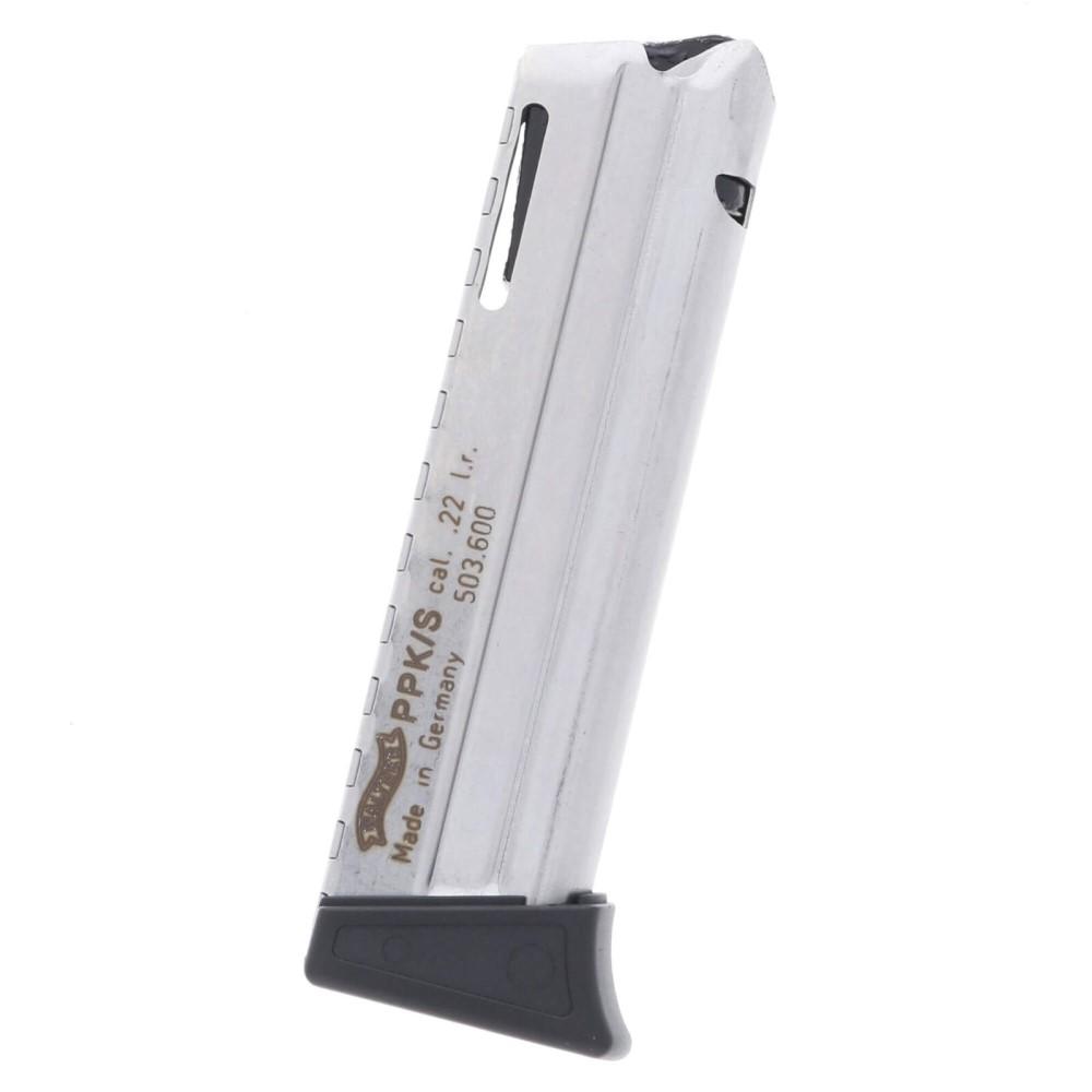 Walther PPK/S Handgun Magazine w/Finger Rest Steel Nickel Plated .22 LR 10/rd - Walther