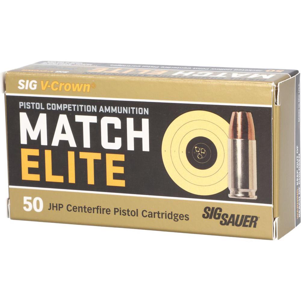 Sig Sauer Match Elite Handgun Ammunition 9mm Luger 147gr JHP 880 fps 50/ct - Sig Sauer