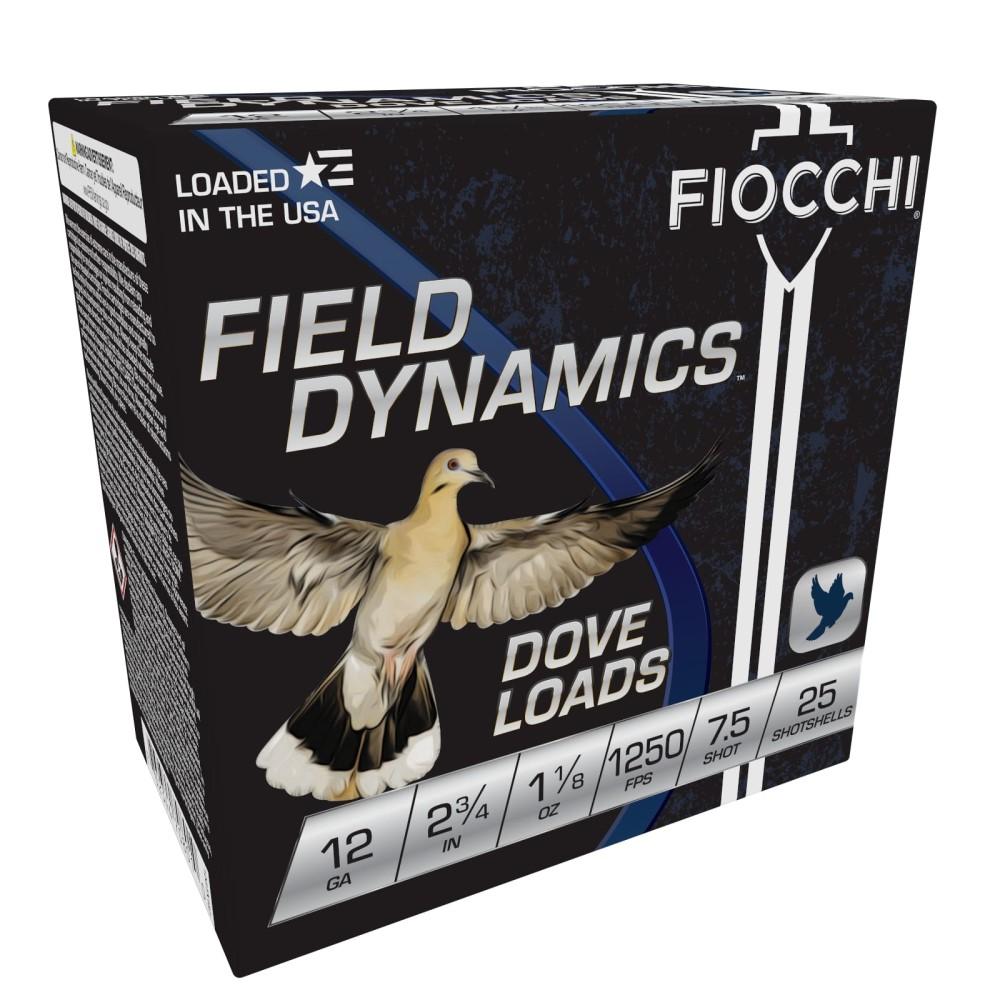 Fiocchi Lead Dove & Quail Shotshells 12ga 2-3/4 in 1-1/8 oz 1250 fps #7.5 25/ct - Fiocchi