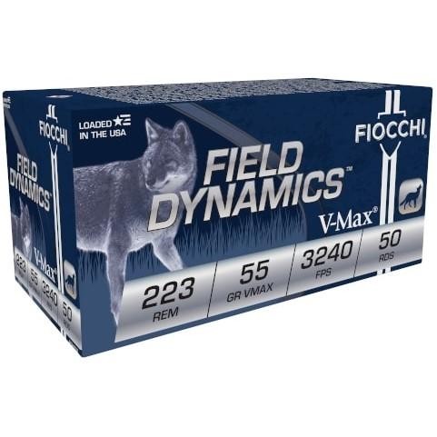 Fiocchi Field Dynamics Rifle Ammunition .223 Rem 55 gr VMAX 3240 fps 50/ct - Fiocchi