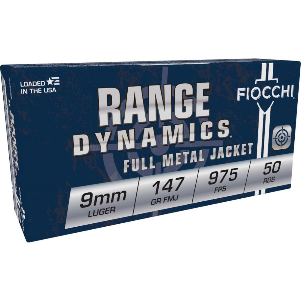 Fiocchi Pistol Shooting Dynamics Handgun Ammunition 9mm Luger 147 gr FMJ 1000 fps 50/box - Fiocchi