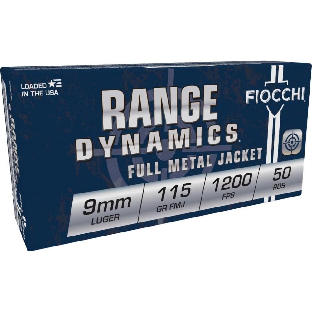 Fiocchi Pistol Shooting Dynamics Handgun Ammunition 9mm Luger 115 gr FMJ 50/Box - Fiocchi