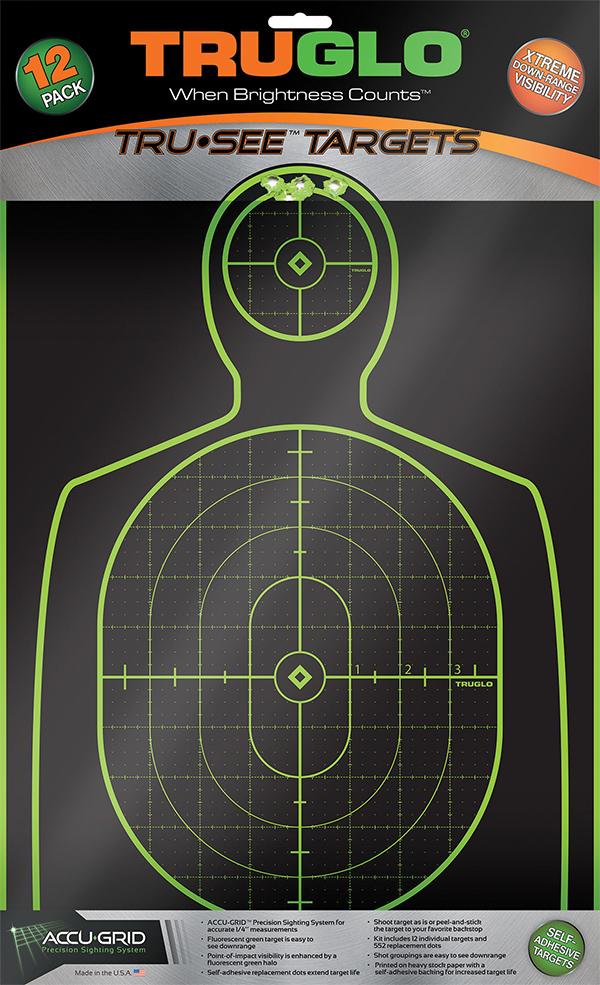 TRUGLO TRU-SEE Self Adhesive Targets - Handgun 12x18 Green 12 Pack - Truglo