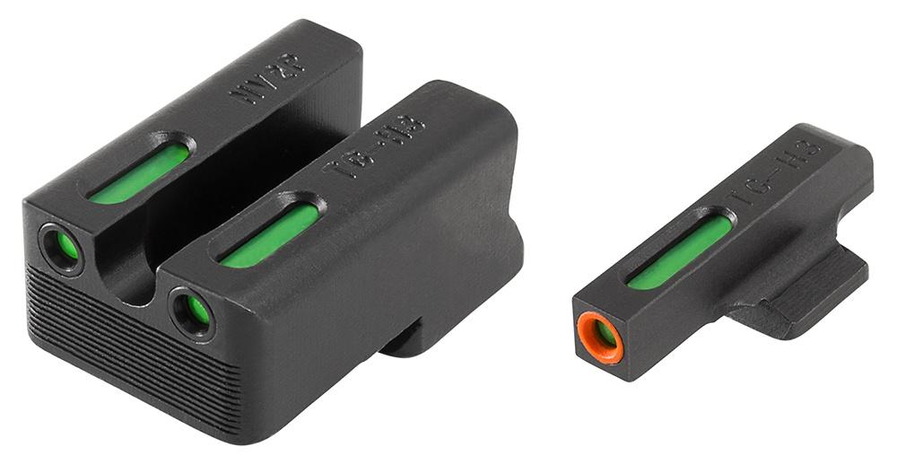 Truglo TFX Pro Tritium/Fiber-Optic Day/Night Sights Fit Novak LoMount cut .270 front / .500 rear - Orange Outline Front/Rear Green - Truglo