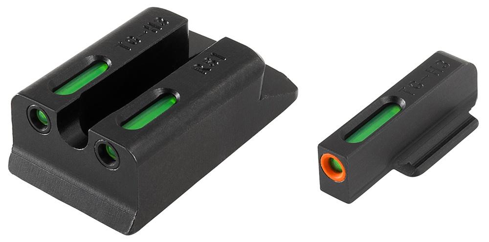 Truglo TFX Pro Tritium/Fiber-Optic Day/Night Sights Fit Ruger SR9|Ruger SR9C|Ruger SR40|Ruger SR40C|Ruger SR45 - Orange Outline Front/Rear Green - Truglo