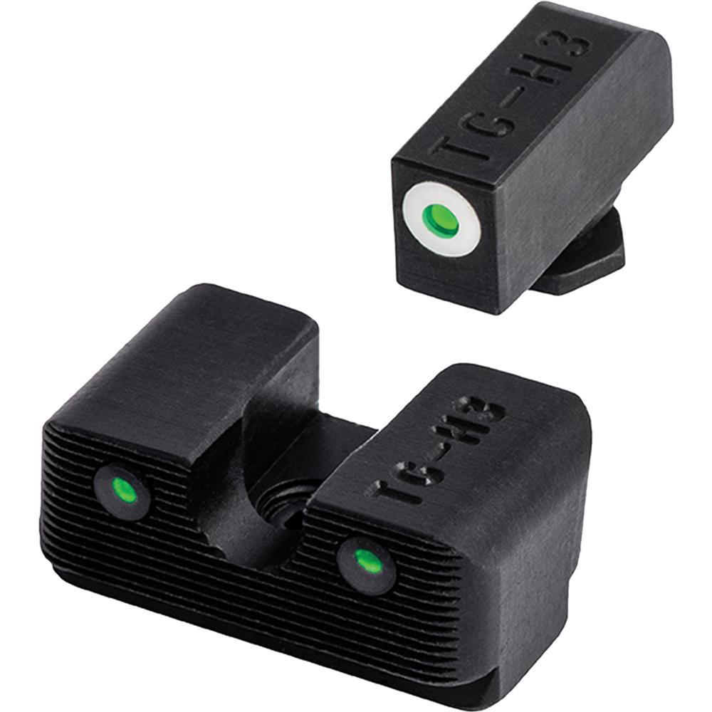 Truglo Tritium Pro Night Sights for Glock 17 / 17L 19 22 23 24 26 27 33 34 35 38 39 Front Outline White Rear Green - Truglo