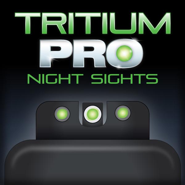 Truglo Tritium Pro Night Sights Fit Glock 20 21 25 28 29 30 31 32 37 40 41 - White Outline Front/Rear Green - Truglo