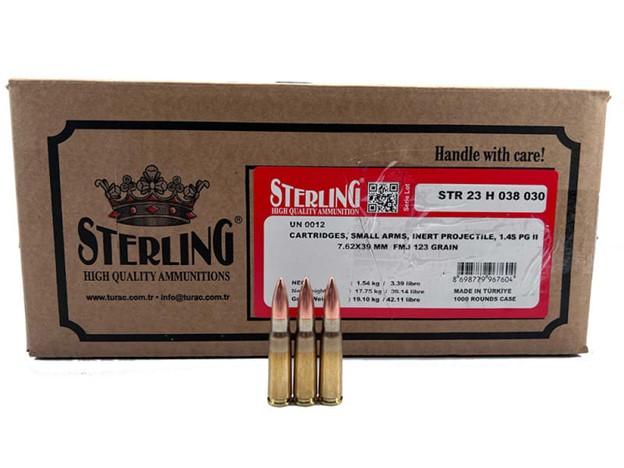 Century Arms Sterling Brass Case Rifle Ammunition 7.62x39 123gr FMJ 1000/ct (Case 50 Boxes of 20/ct) - Century Arms