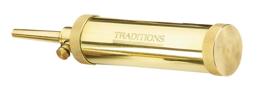 Traditions Muzzleloader Deluxe Tubular Brass Flask with Valve - 2 oz - Traditions