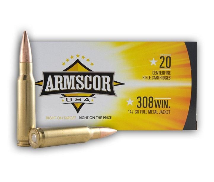 Armscor Rifle Ammunition .308 Win 147gr FMJ 2700 fps 20/ct - Armscor