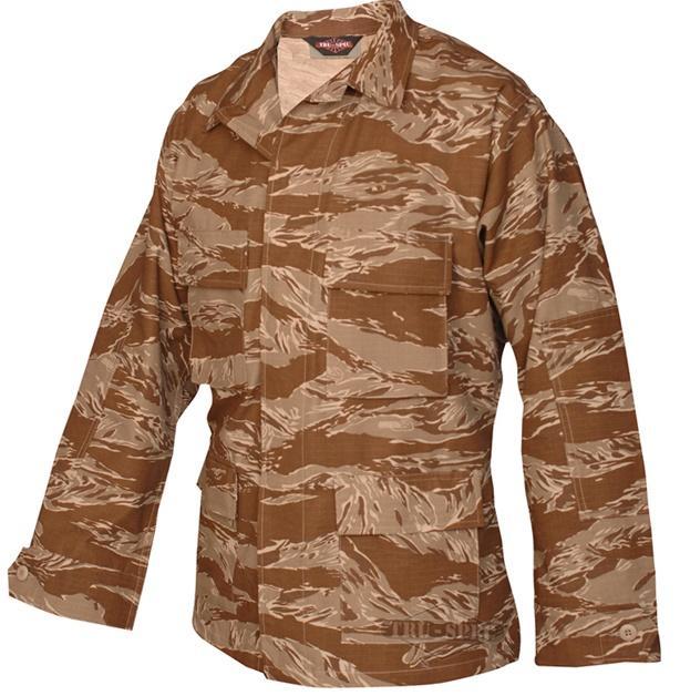 Tru-Spec BDU Coat 100% Cotton Rip-Stop Desert Tiger Stripe XL - Tru-Spec