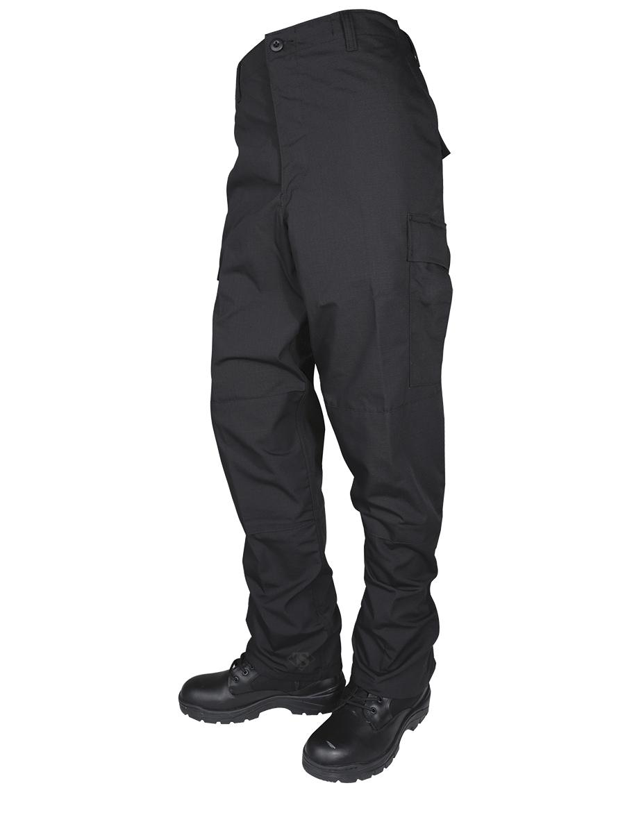 Tru-Spec BDU Basic Pants - 6.5oz. 65/35 Polyester Cotton Rip-Stop Zip Fly Closure Black Small - Atlanco