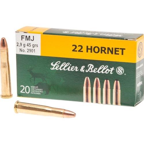 Sellier & Bellot Rifle Ammunition .22 Hornet 45 gr FMJ 2345 fps 20/ct - Sellier & Bellot