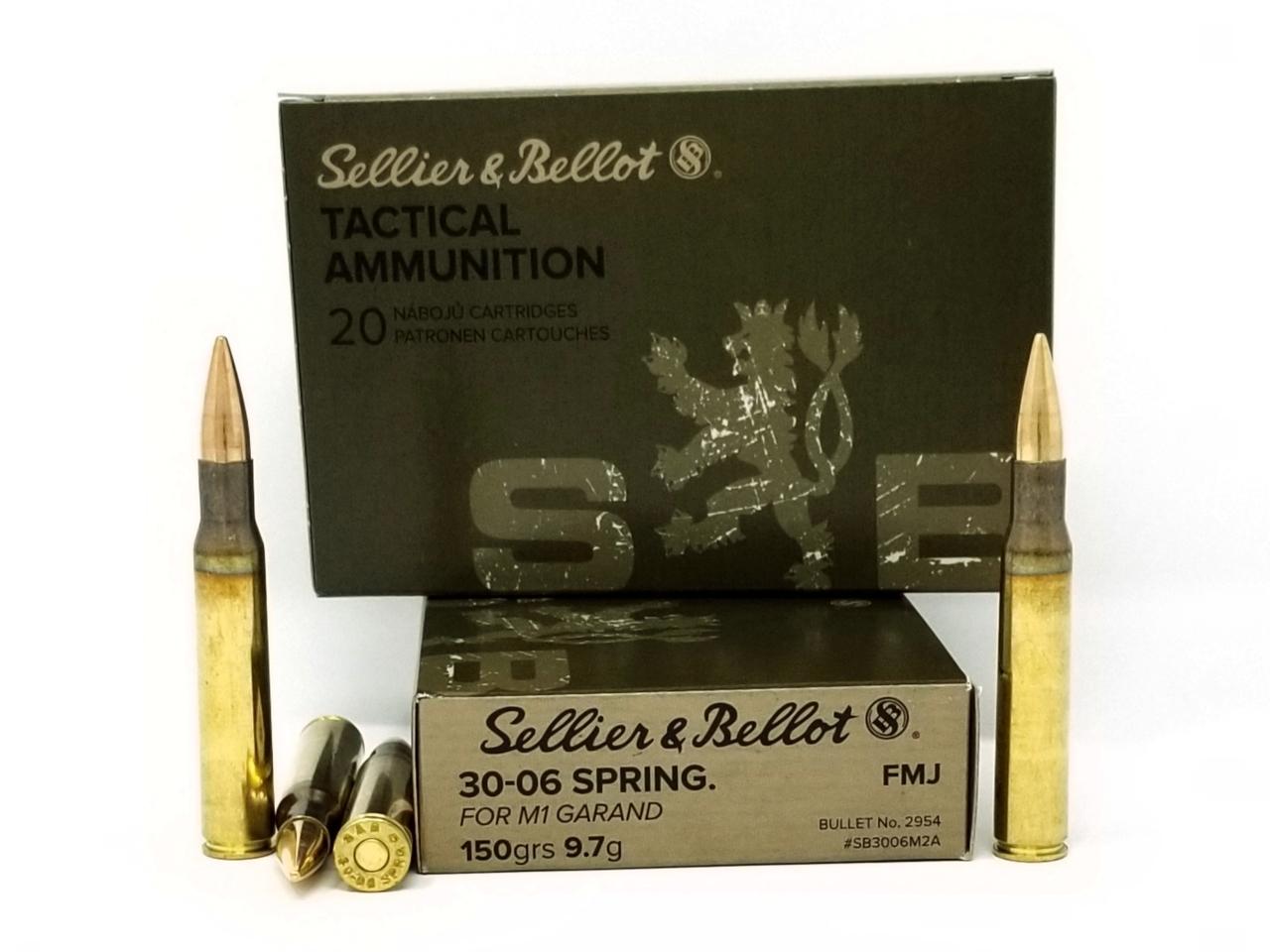 Sellier & Bellot M1 Garand Rifle Ammunition .30-06 Sprg. 150gr FMJ 2700 fps 20/ct - Sellier & Bellot