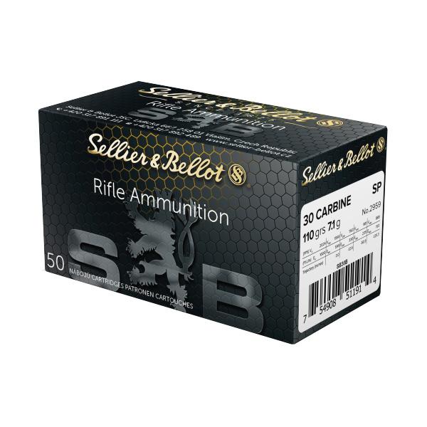 Sellier & Bellot Rifle Ammunition .30 Carbine 110 gr FMJ 1990 fps - 50/box - Sellier & Bellot