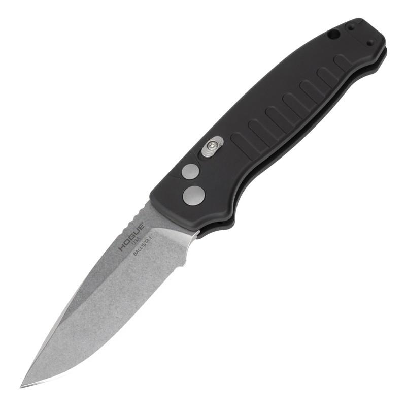 Hogue Ballista I Automated Folder Knife 3 1/2" Drop Point Blade Black - Hogue Knife